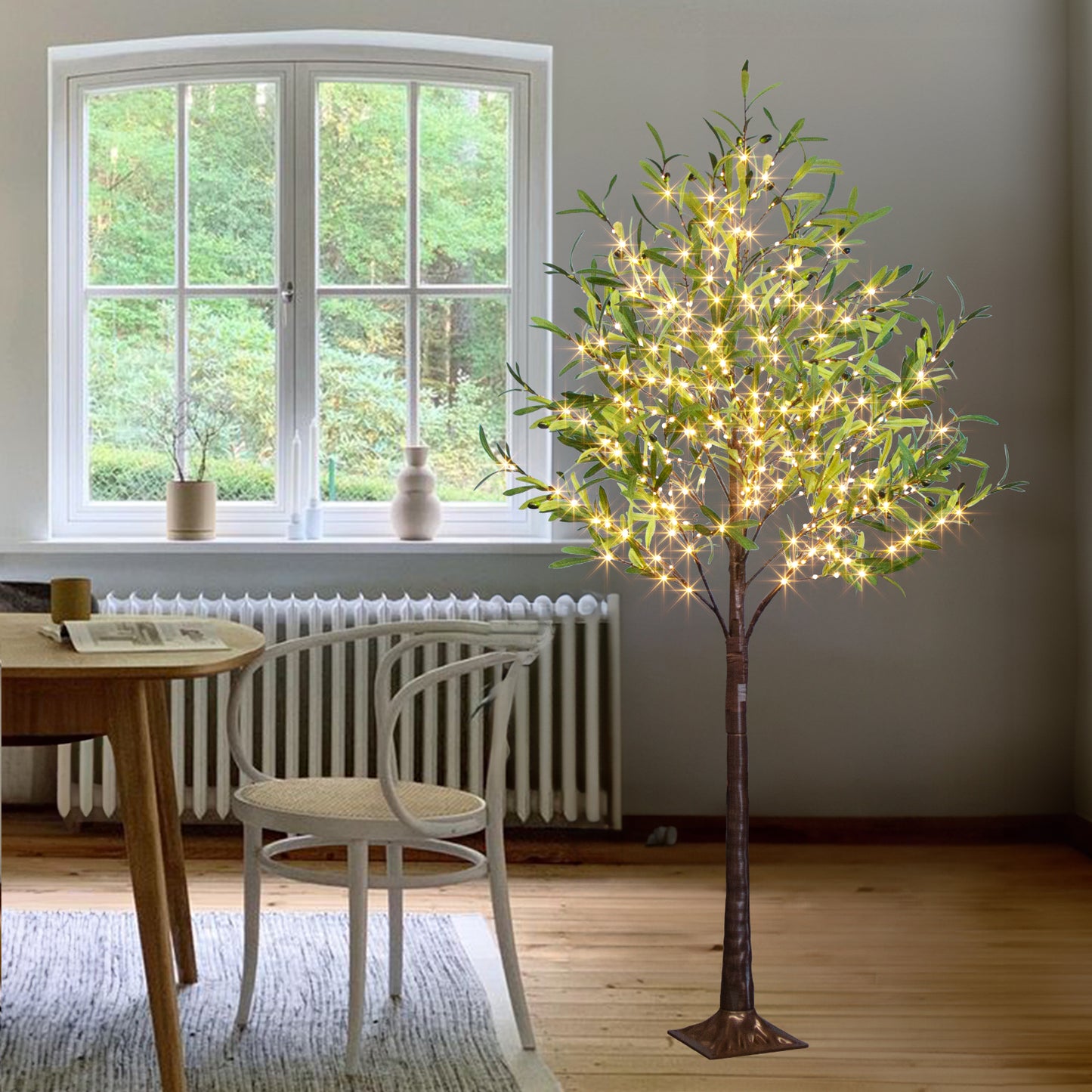 EAMBRITE osvětlený umělé olivový strom pro vnitřní použití, 180 - centimetrový eukaliptuový strom s fairytale svítidly