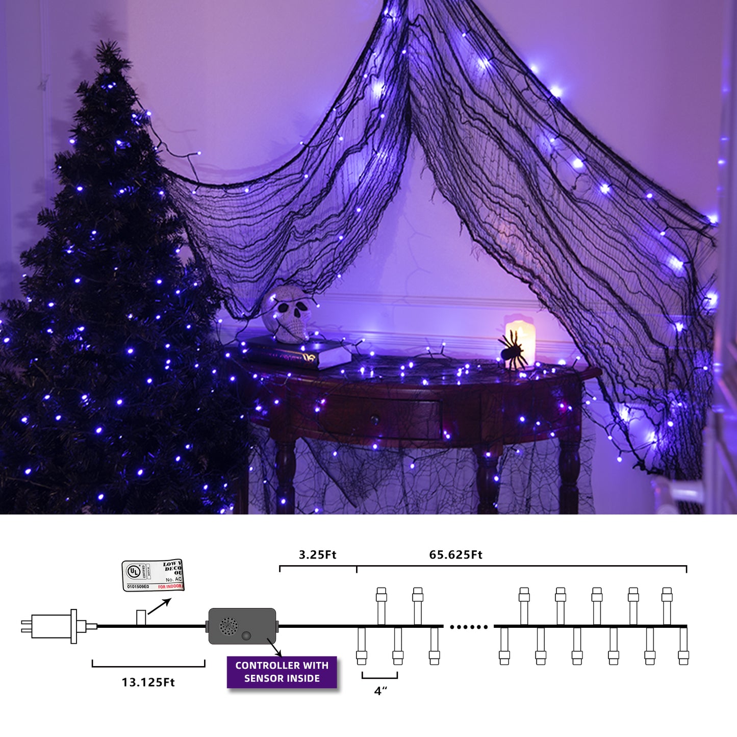 EAMBRITE 万圣节装饰 200 个 LED 万圣节灯串,带恐怖音乐