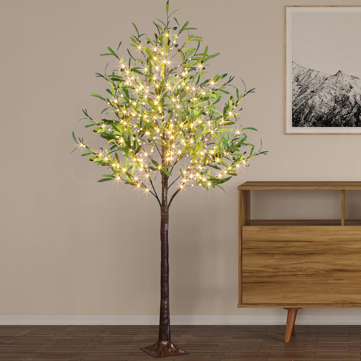 EAMBRITE osvětlený umělé olivový strom pro vnitřní použití, 180 - centimetrový eukaliptuový strom s fairytale svítidly