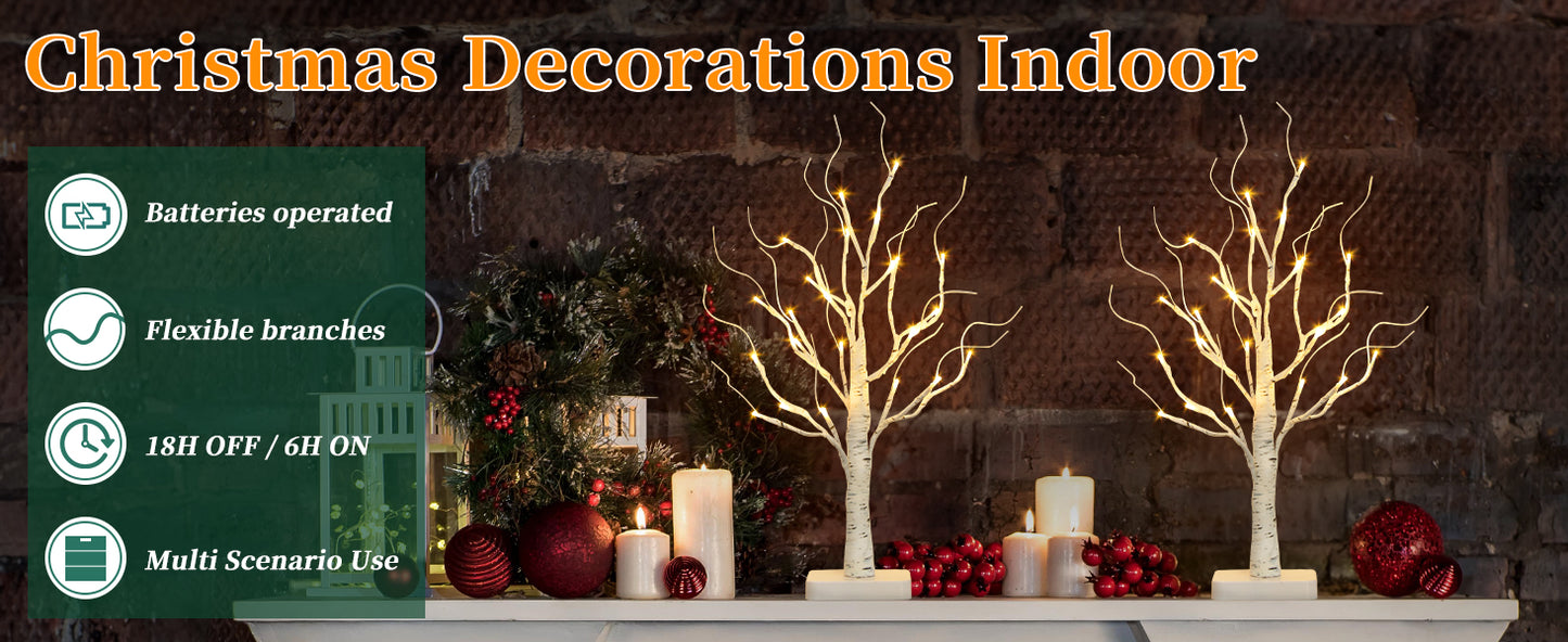 EAMBRITE Árbol de Abedul con Luces LED para Decoraciones de Navidad en Interior