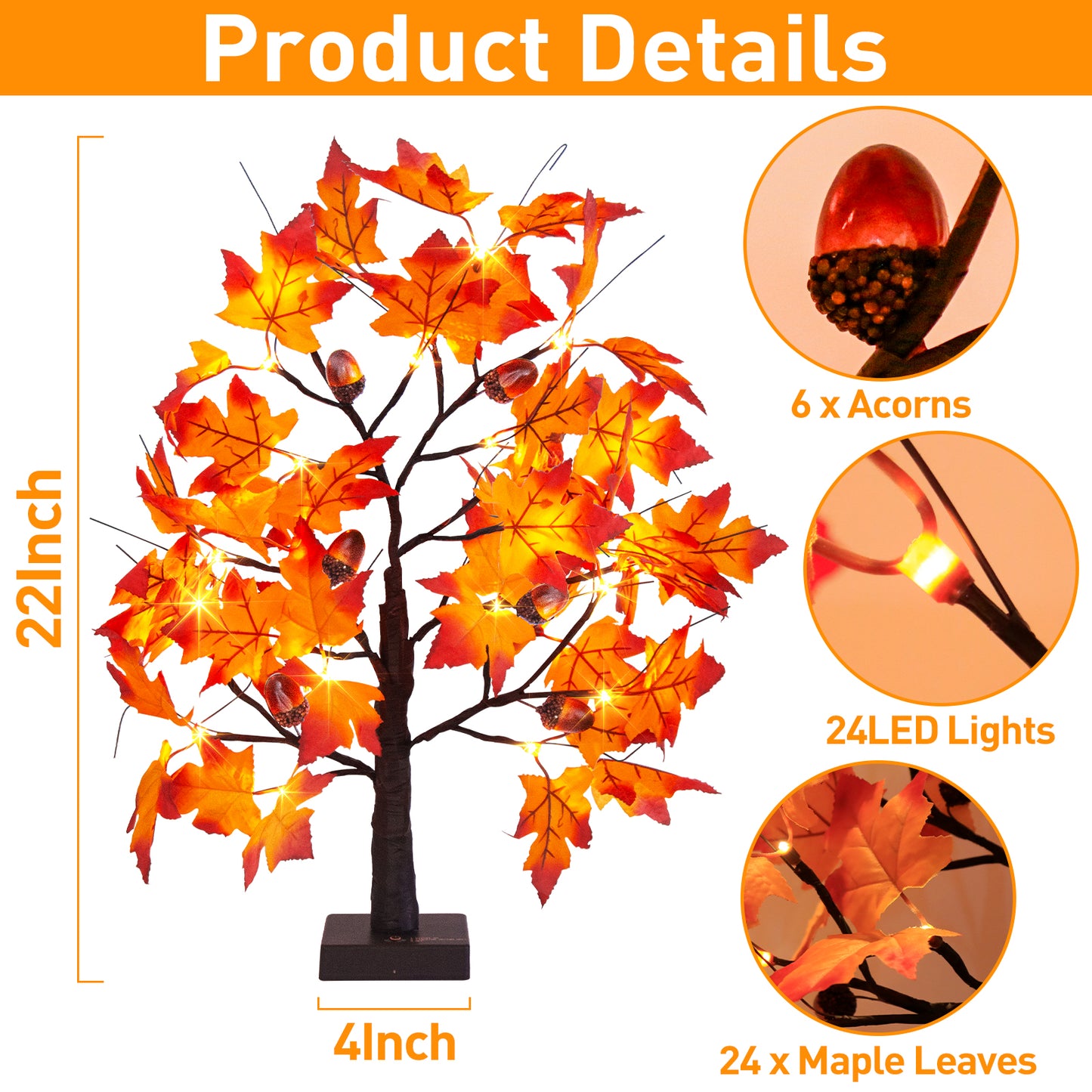 EAMBRITE Lighted Maple Tree Fall Decor