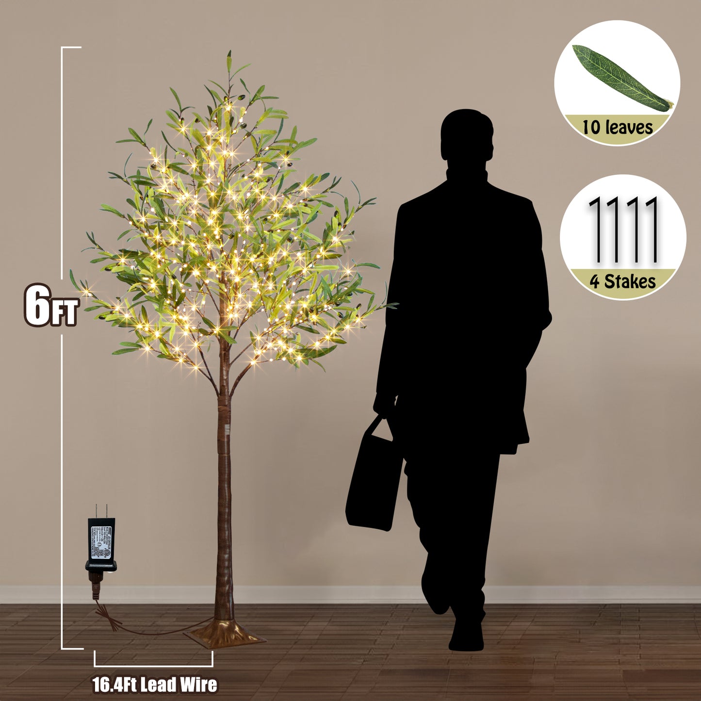 EAMBRITE osvětlený umělé olivový strom pro vnitřní použití, 180 - centimetrový eukaliptuový strom s fairytale svítidly