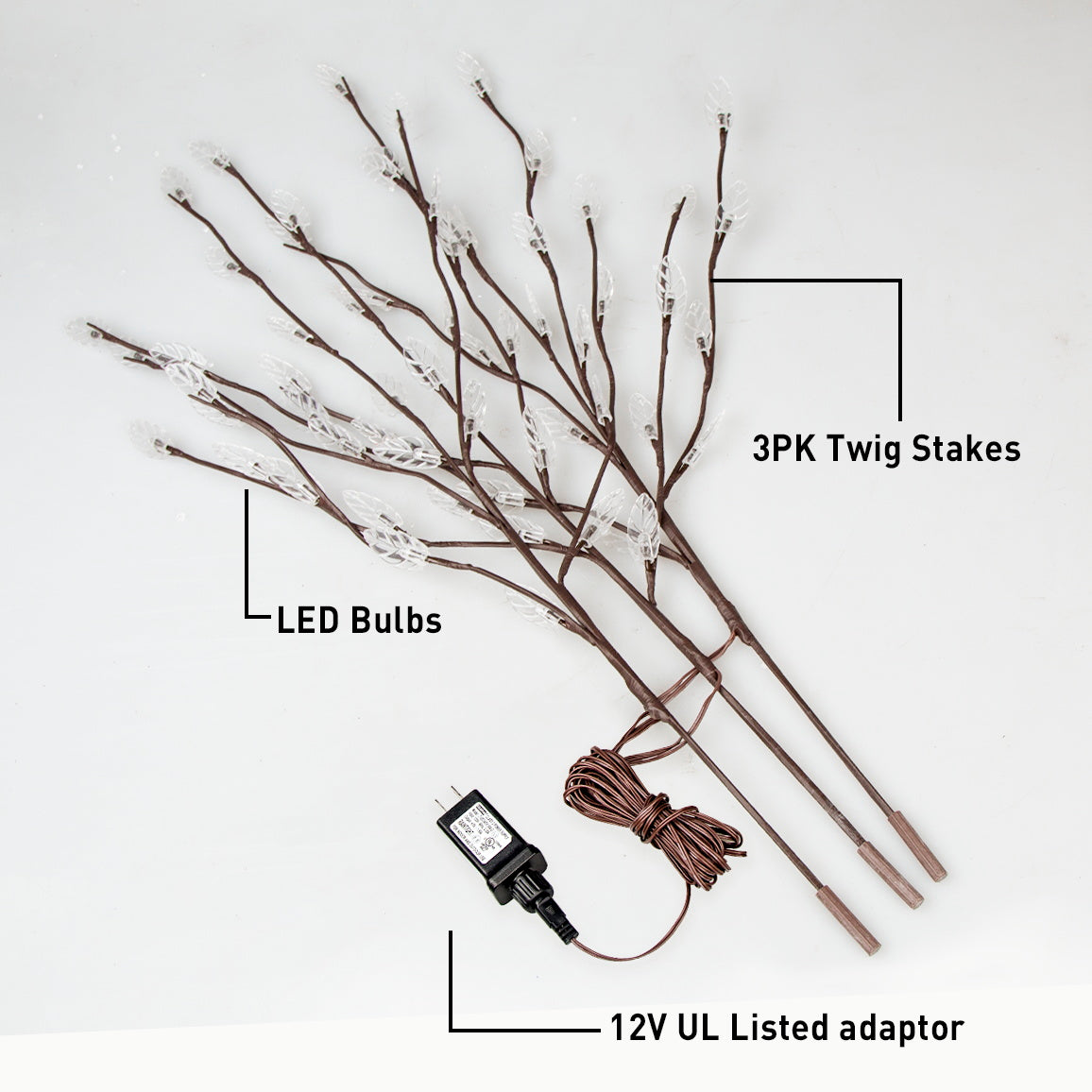 EAMBRITE Lighted White Branches 30IN 60 LED