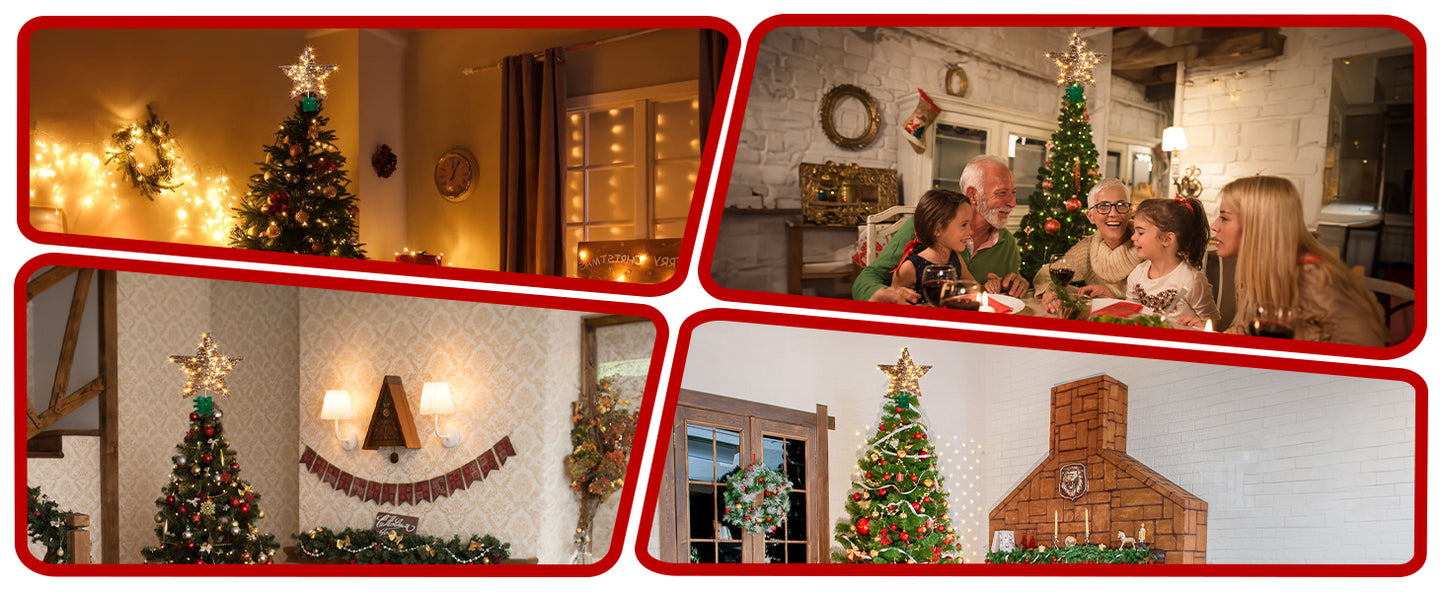 EAMBRITE 34 cm Weihnachtsbaumspitze aus Rattan mit 40 LEDs