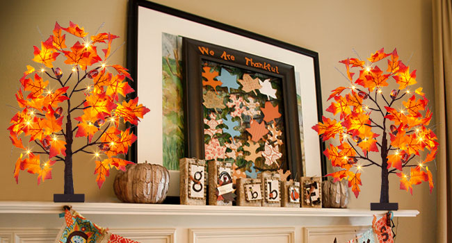 EAMBRITE Lighted Maple Tree Fall Decor