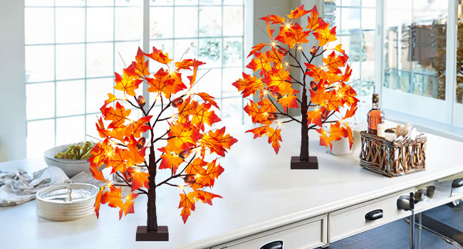 EAMBRITE Lighted Maple Tree Fall Decor