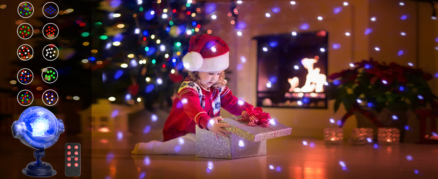 EAMBRITE Luces Proyector de Navidad con Control Remoto, Proyección de Nieve Cayendo en Rotación