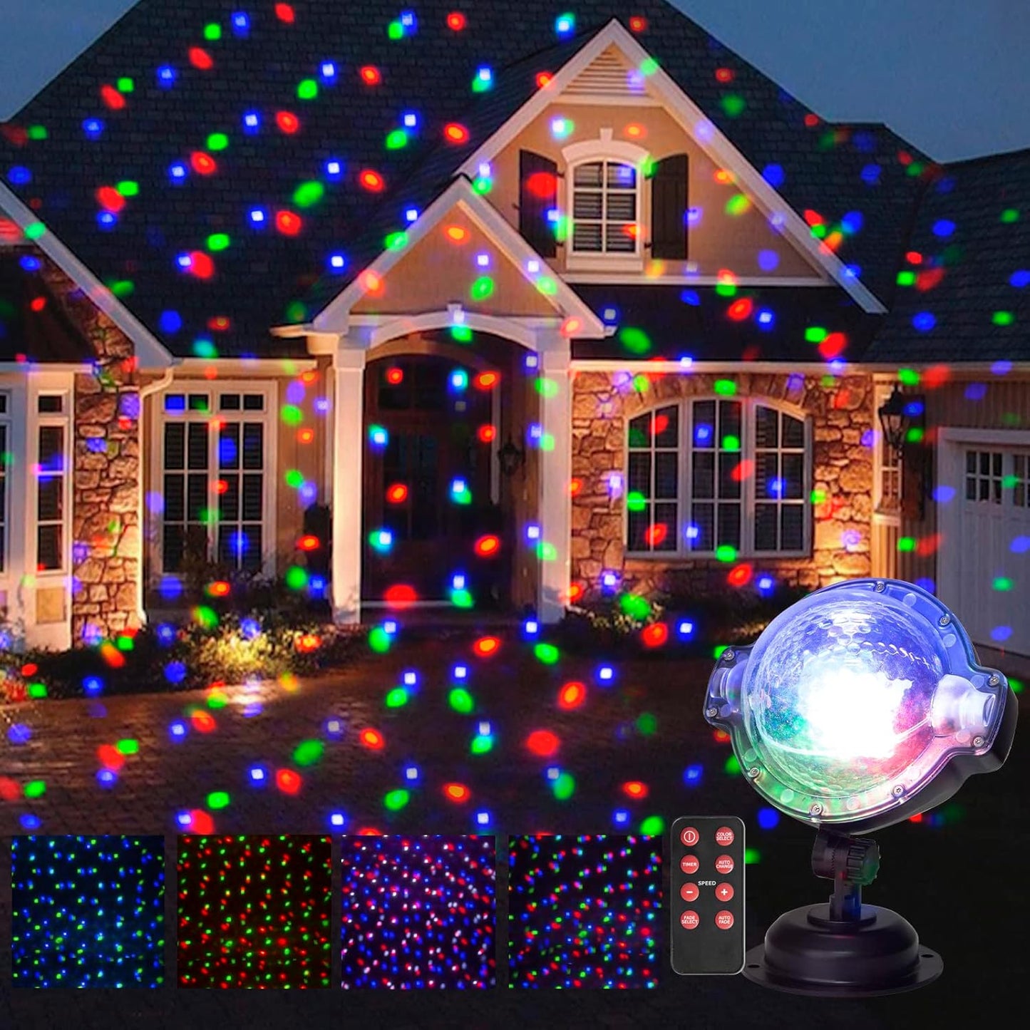 EAMBRITE Luces Proyector de Navidad con Control Remoto, Proyección de Nieve Cayendo en Rotación