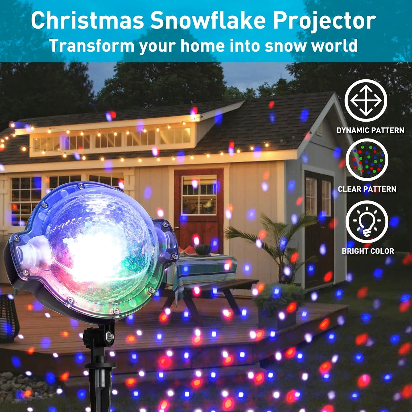 EAMBRITE Luces Proyector de Navidad con Control Remoto, Proyección de Nieve Cayendo en Rotación