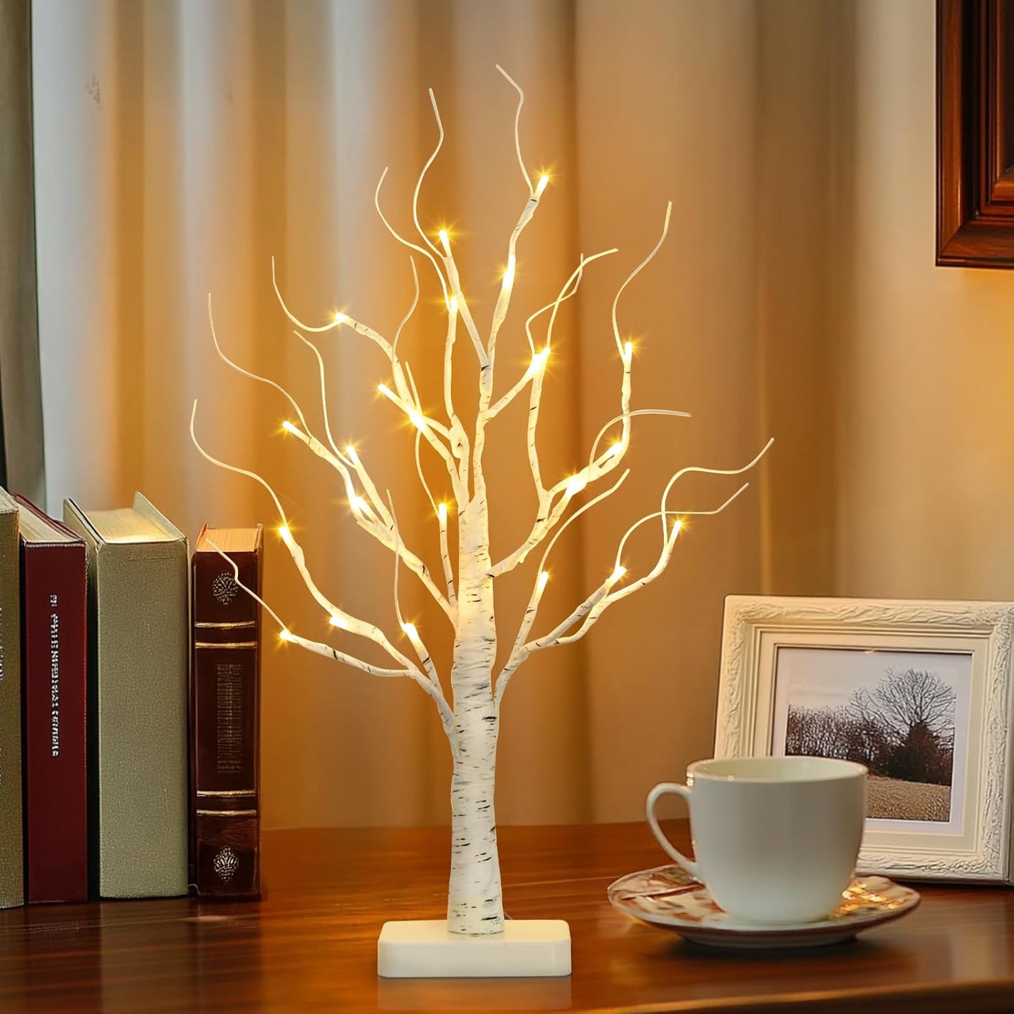 EAMBRITE Árbol de Abedul con Luces LED, Decoraciones Blancas de Navidad para Interior