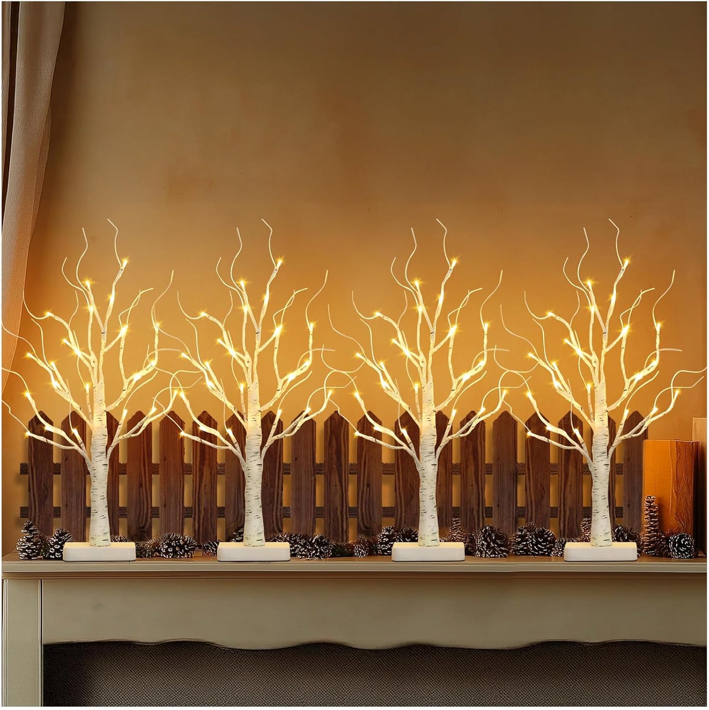 EAMBRITE Árbol de Abedul con Luces LED para Decoraciones de Navidad en Interior