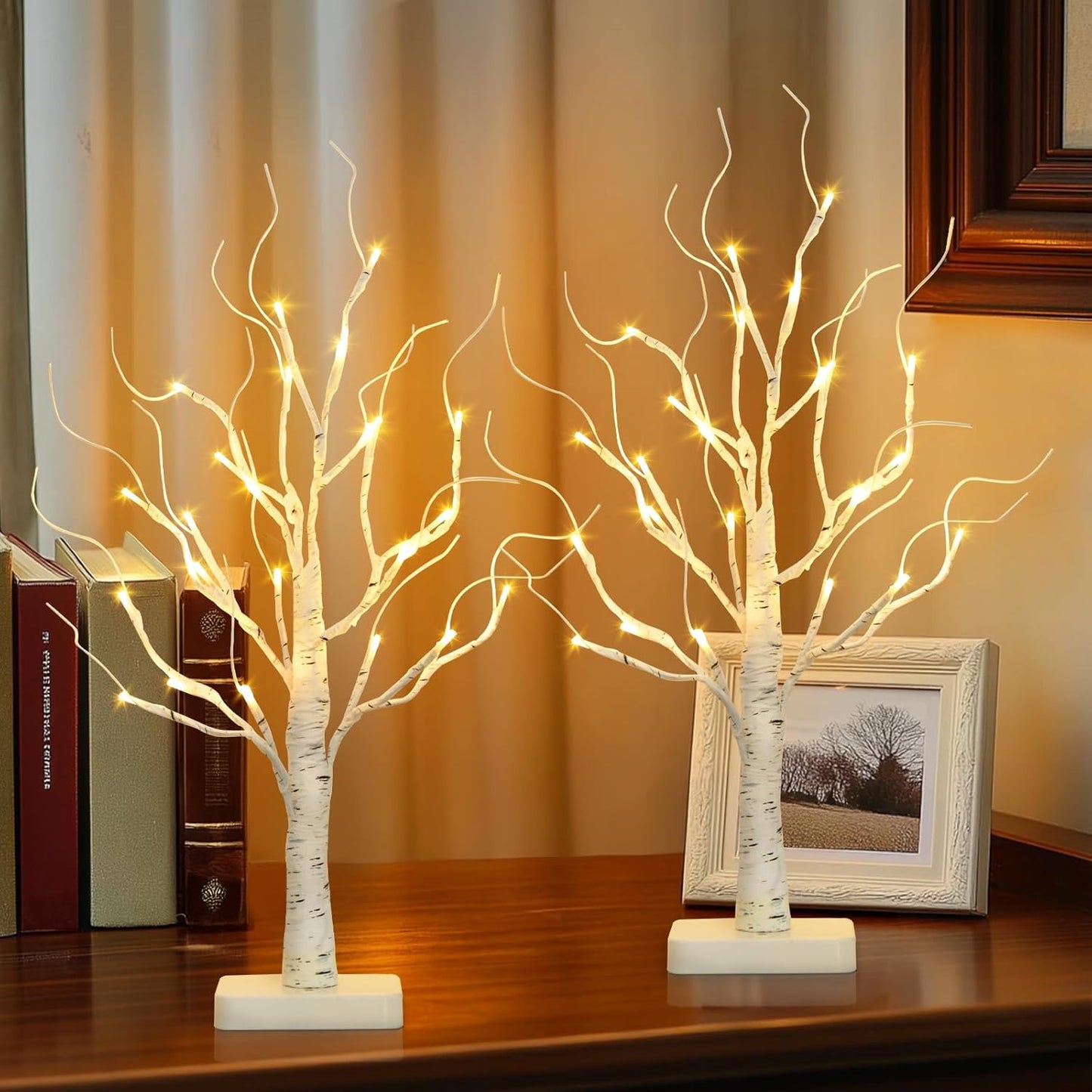 EAMBRITE Árbol de Abedul con Luces LED, Decoraciones Blancas de Navidad para Interior