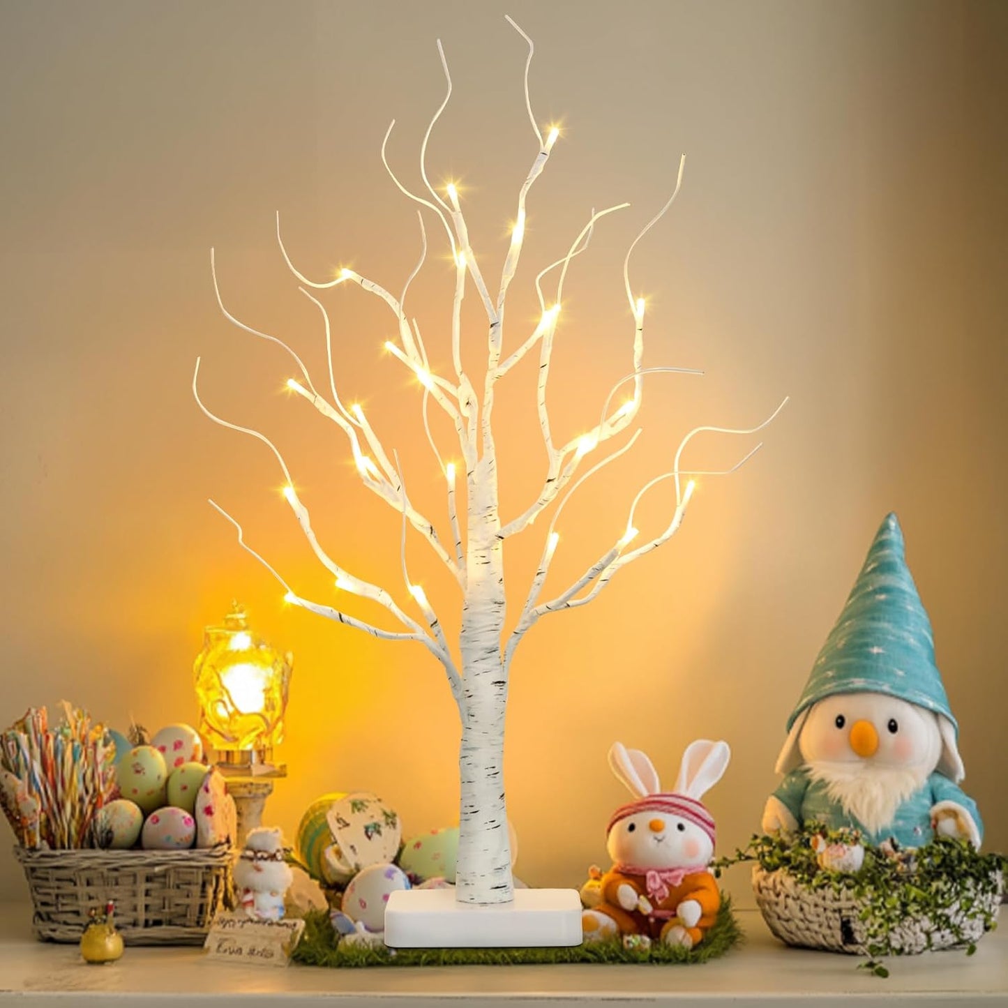 EAMBRITE Árbol de Abedul con Luces LED, Decoraciones Blancas de Navidad para Interior