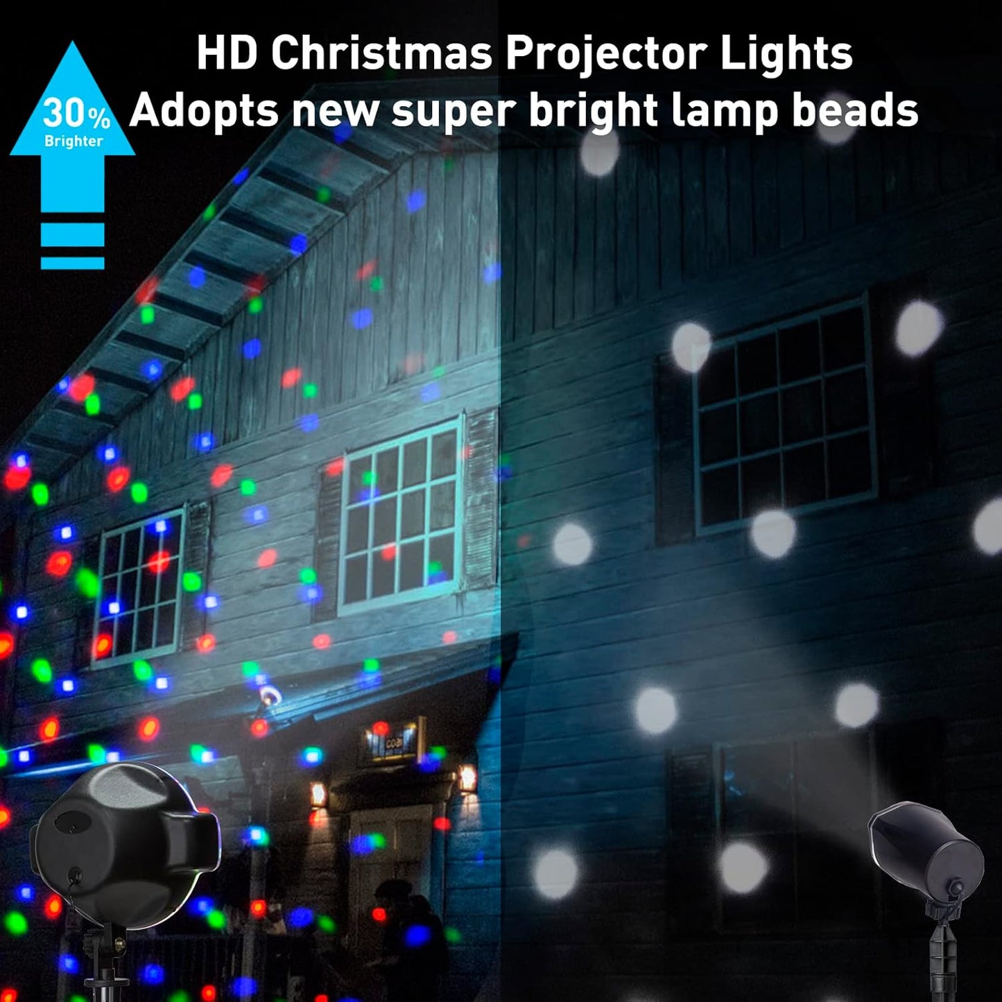 EAMBRITE Luces Proyector de Navidad con Control Remoto, Proyección de Nieve Cayendo en Rotación