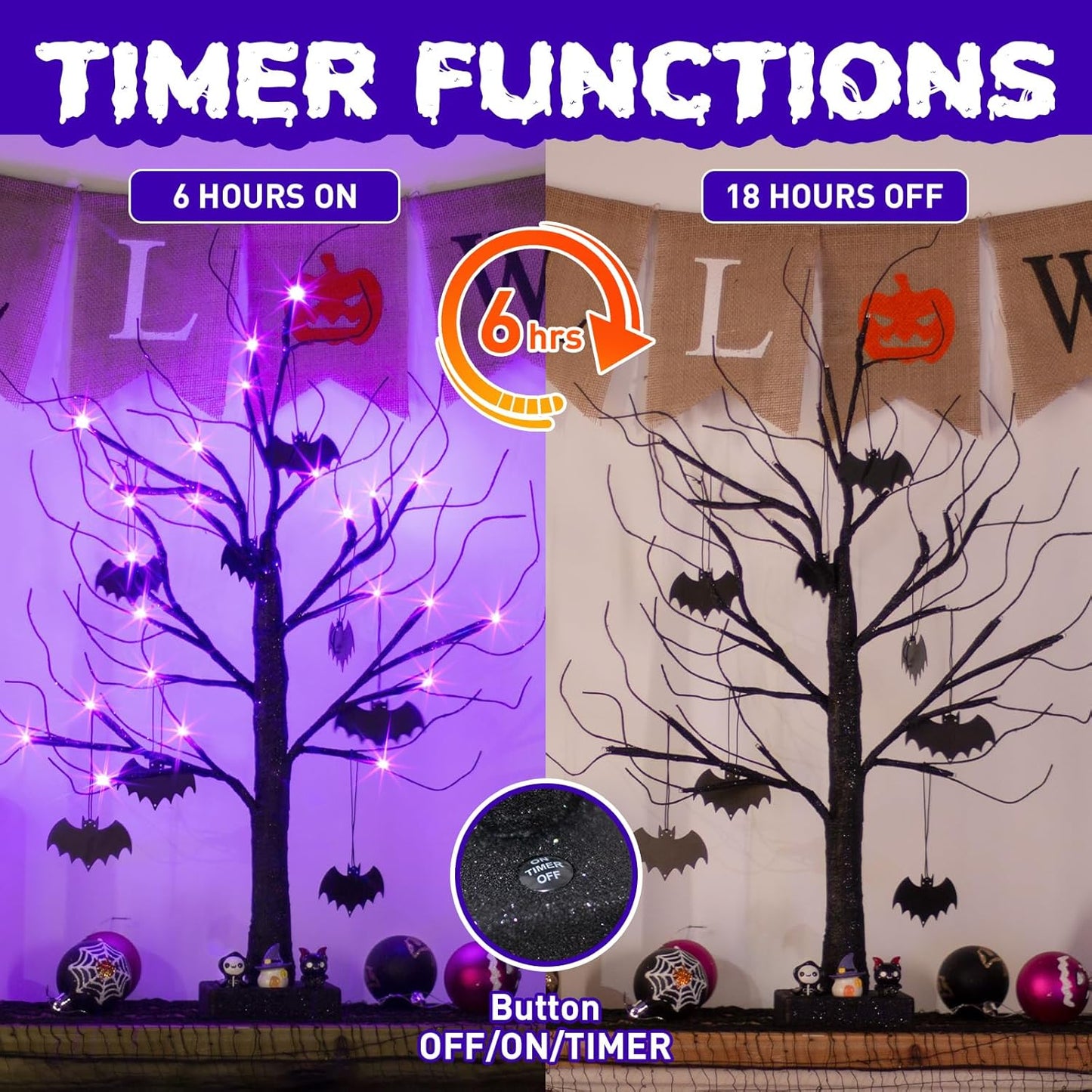 EAMBRITE Halloween Tree, Black Indoor Tabletop Tree
