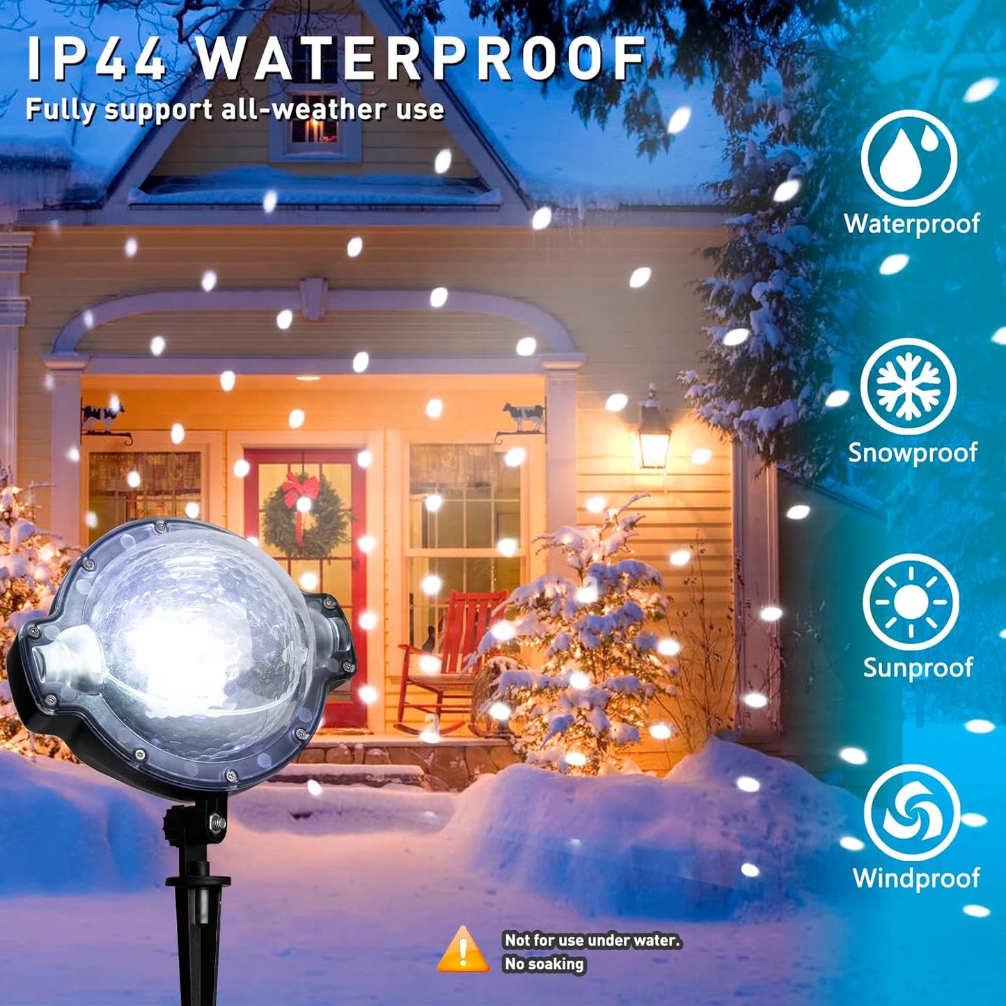 EAMBRITE Luces Proyector de Navidad con Control Remoto, Proyección de Nieve Cayendo en Rotación