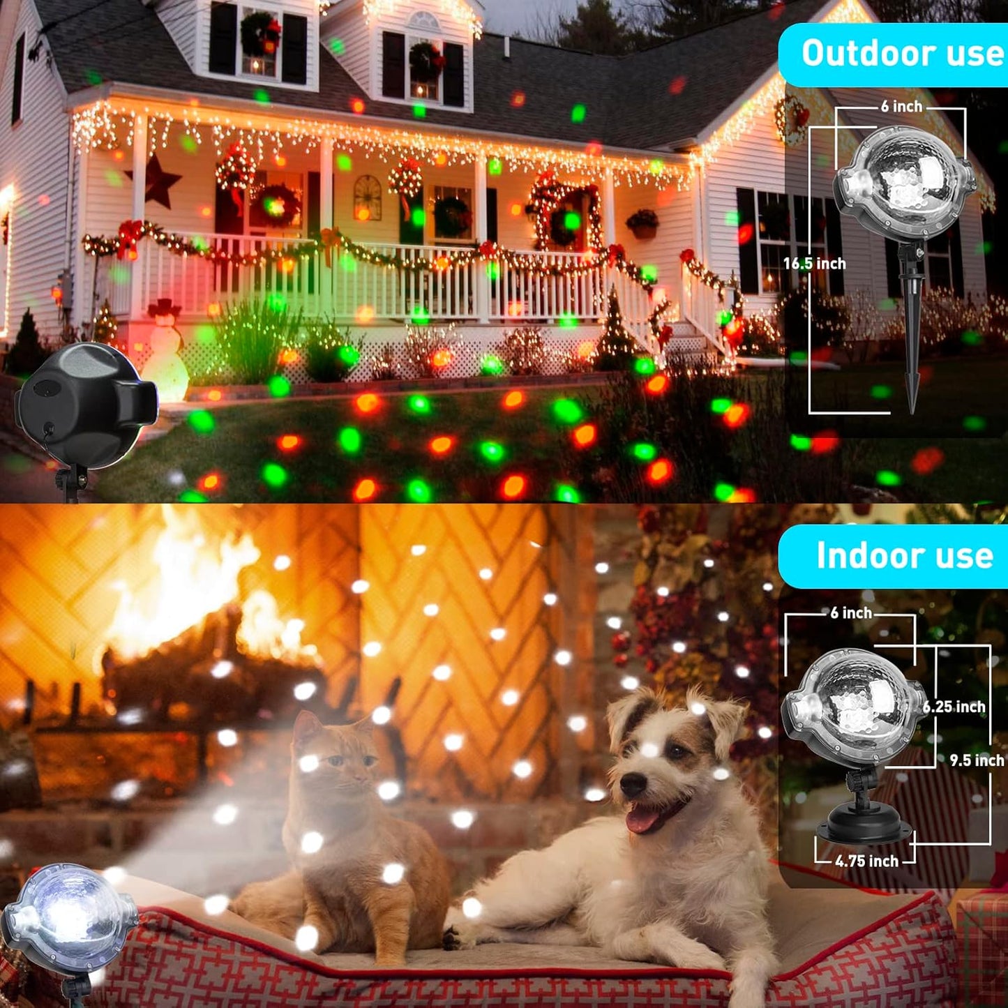 EAMBRITE Luces Proyector de Navidad con Control Remoto, Proyección de Nieve Cayendo en Rotación