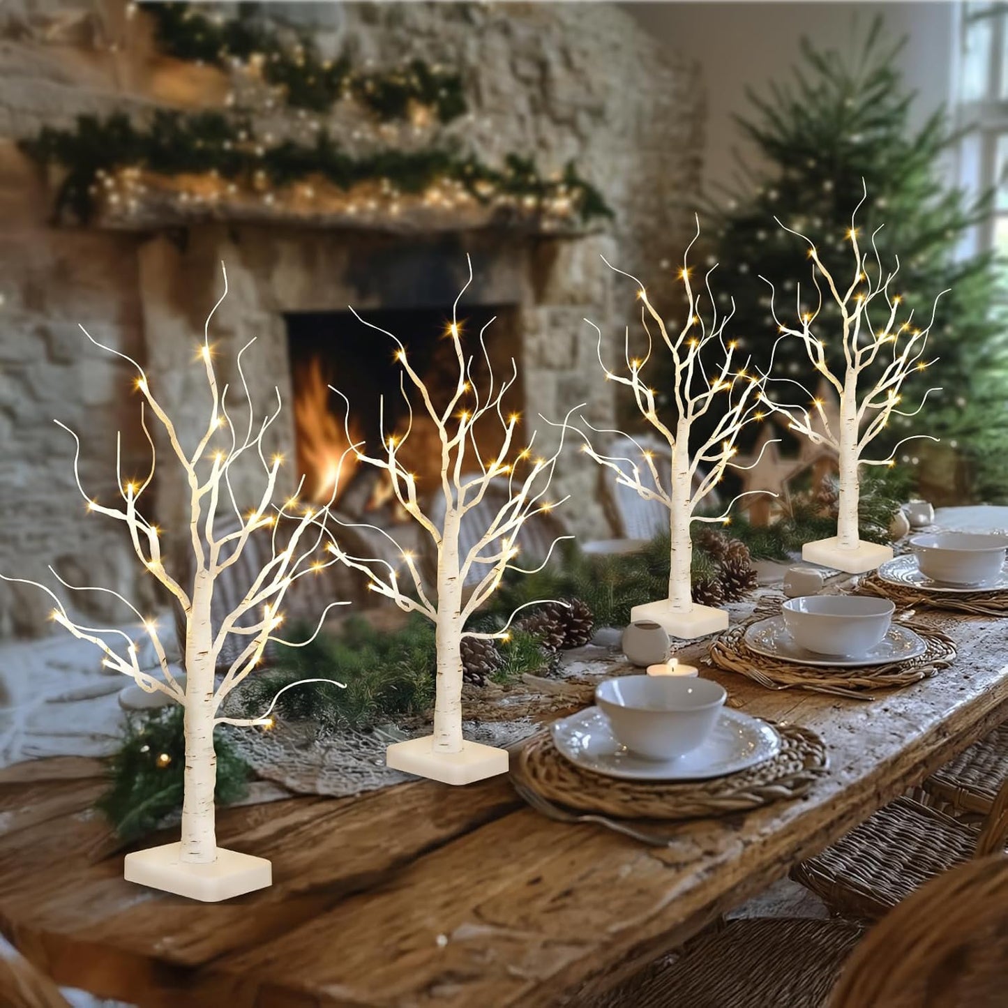 EAMBRITE Árbol de Abedul con Luces LED para Decoraciones de Navidad en Interior