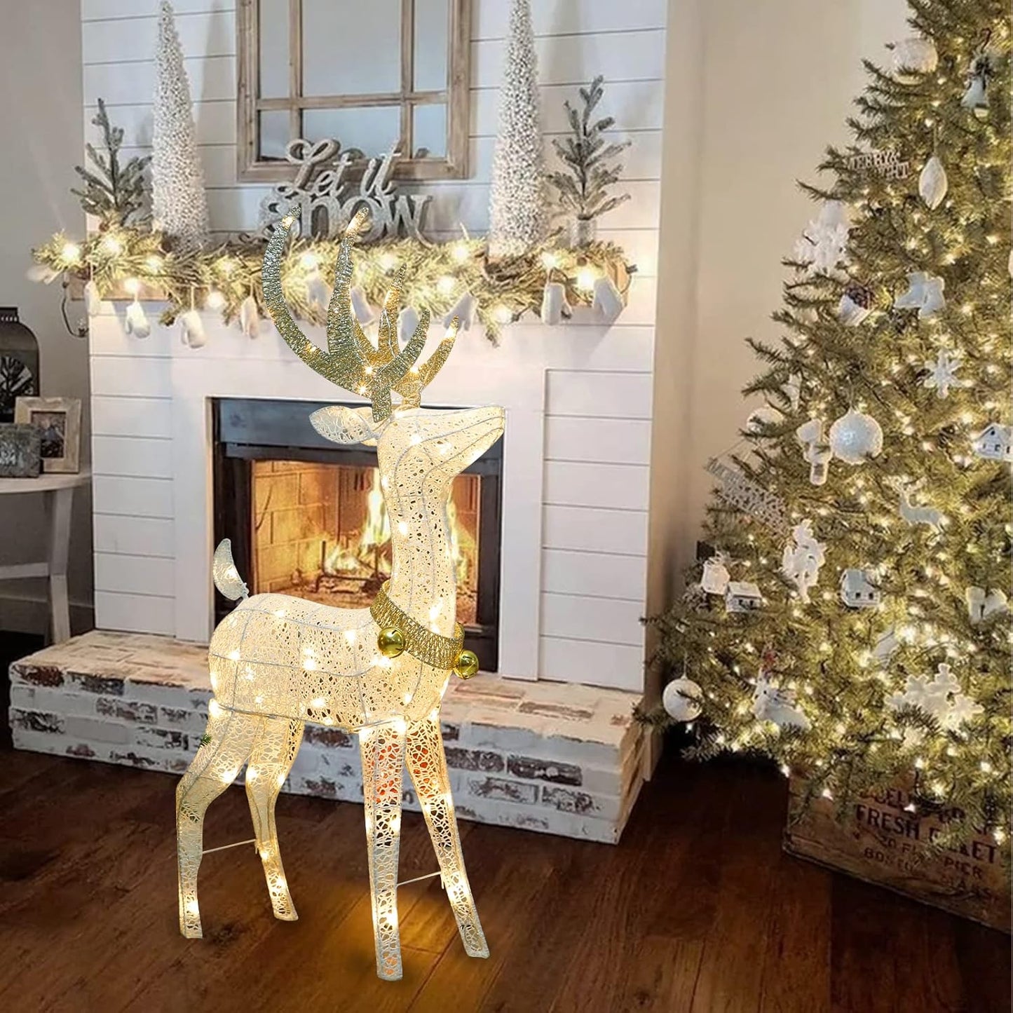 EAMBRITE 120 cm 70 LED předem osvětlený vánoční leskavý losos