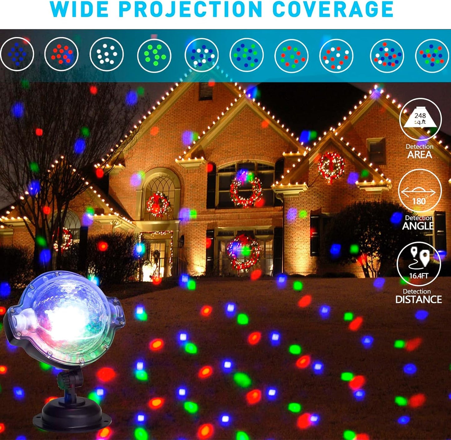 EAMBRITE Luces Proyector de Navidad con Control Remoto, Proyección de Nieve Cayendo en Rotación