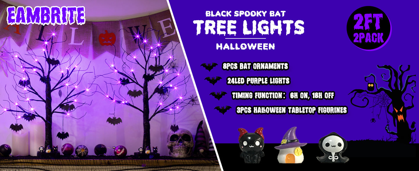 EAMBRITE Halloween Tree, Black Indoor Tabletop Tree