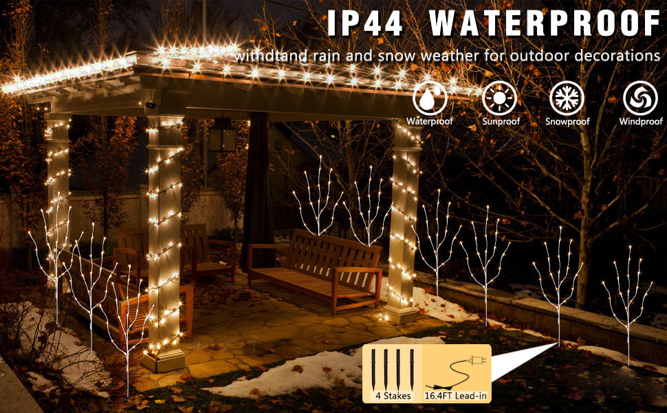 EAMBRITE Lighted White Branches 30IN 60 LED
