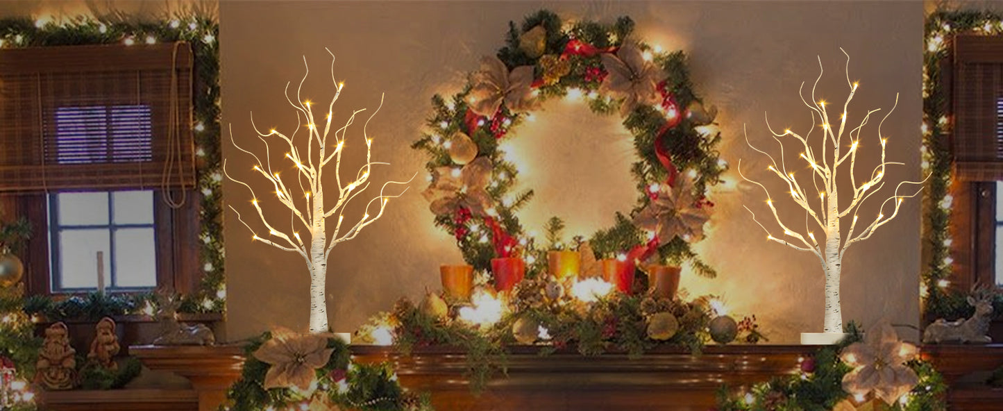 EAMBRITE Árbol de Abedul con Luces LED, Decoraciones Blancas de Navidad para Interior
