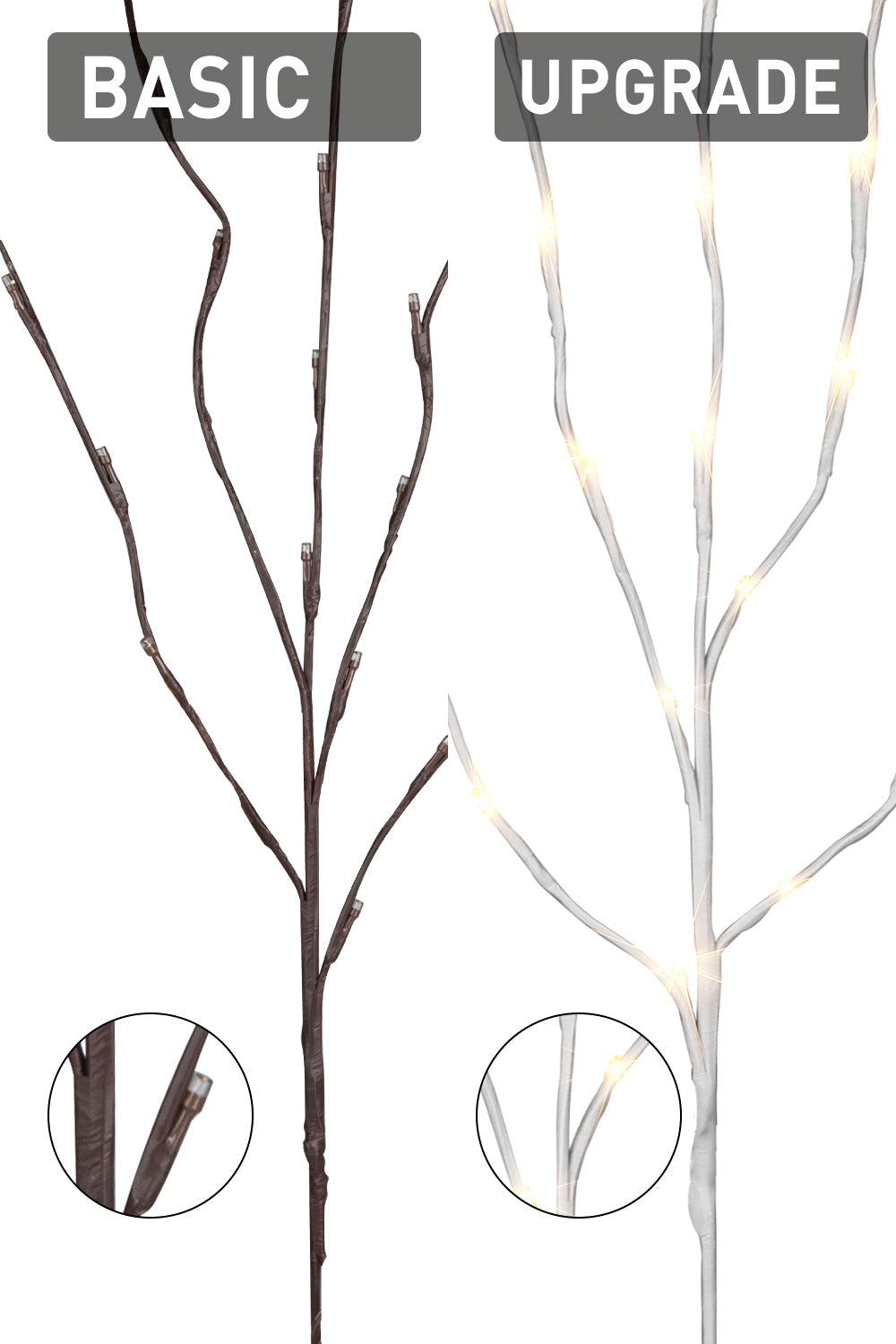 EAMBRITE Lighted White Branches 30IN 60 LED