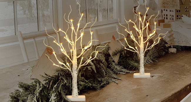 EAMBRITE Árbol de Abedul con Luces LED para Decoraciones de Navidad en Interior