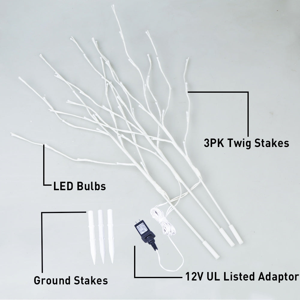 EAMBRITE Lighted White Branches 30IN 60 LED