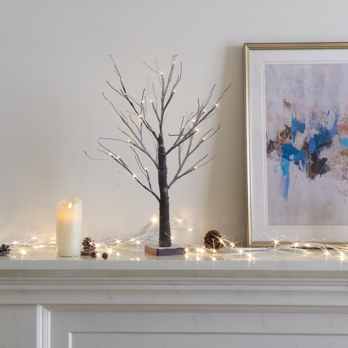 EAMBRITE drzewo bonsajowe ośnieżone o wysokości 24 cali, napędzane bateriami