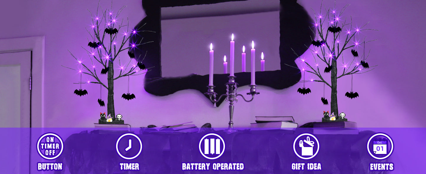 EAMBRITE halloweenský strom, černý vnitřní stůlní strom