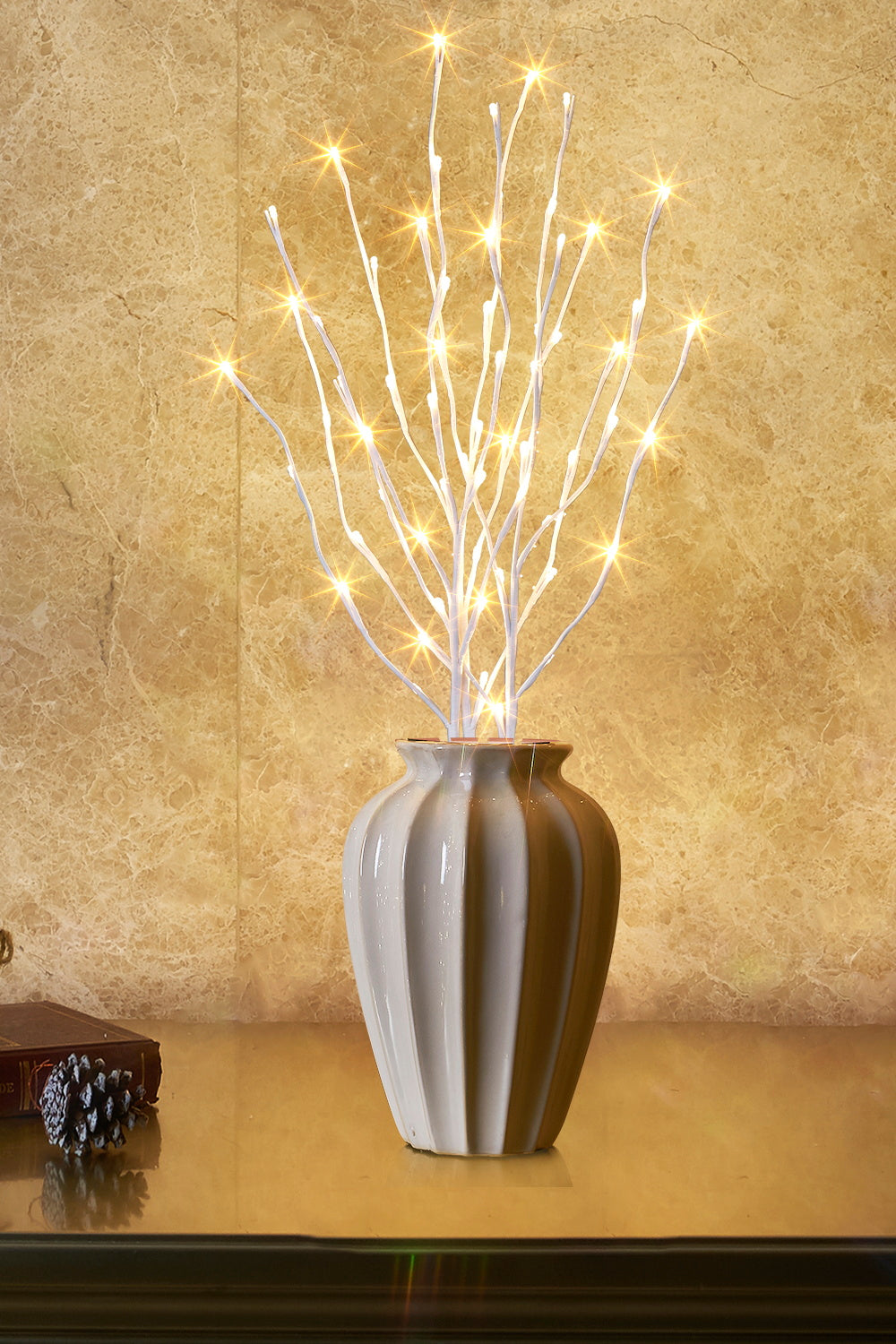  EAMBRITE Ramas Blancas Iluminadas, 30 Pulgadas, 60 LED