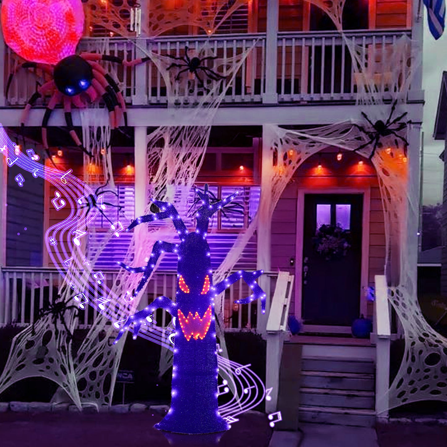 EAMBRITE Halloween Decorations Outdoor Dead Tree with Purple & Orange LED Lights