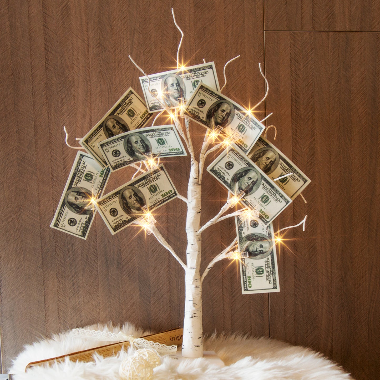 EAMBRITE Money Tree Gift Holder, Gift Card Tree 2FT 24LED