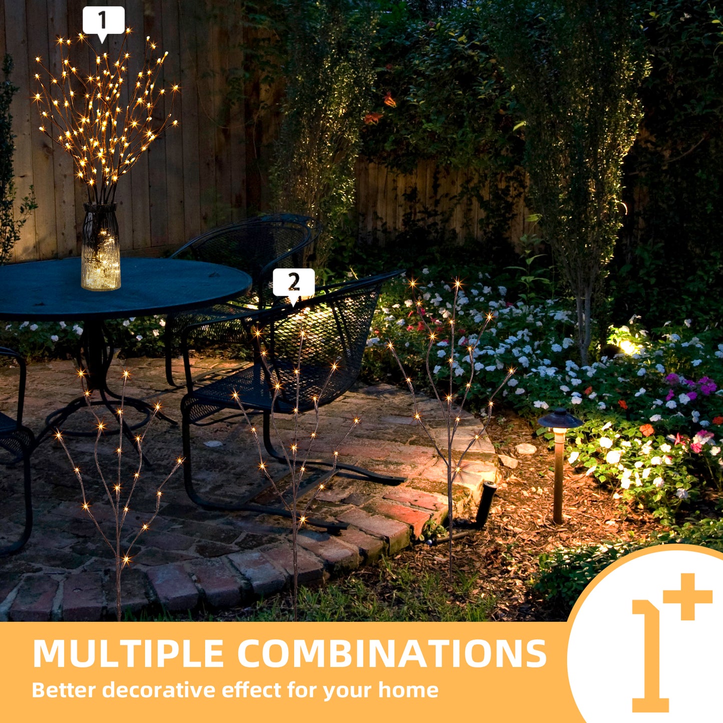 EAMBRITE 6PK Lighted Branches Brown Twig Stake