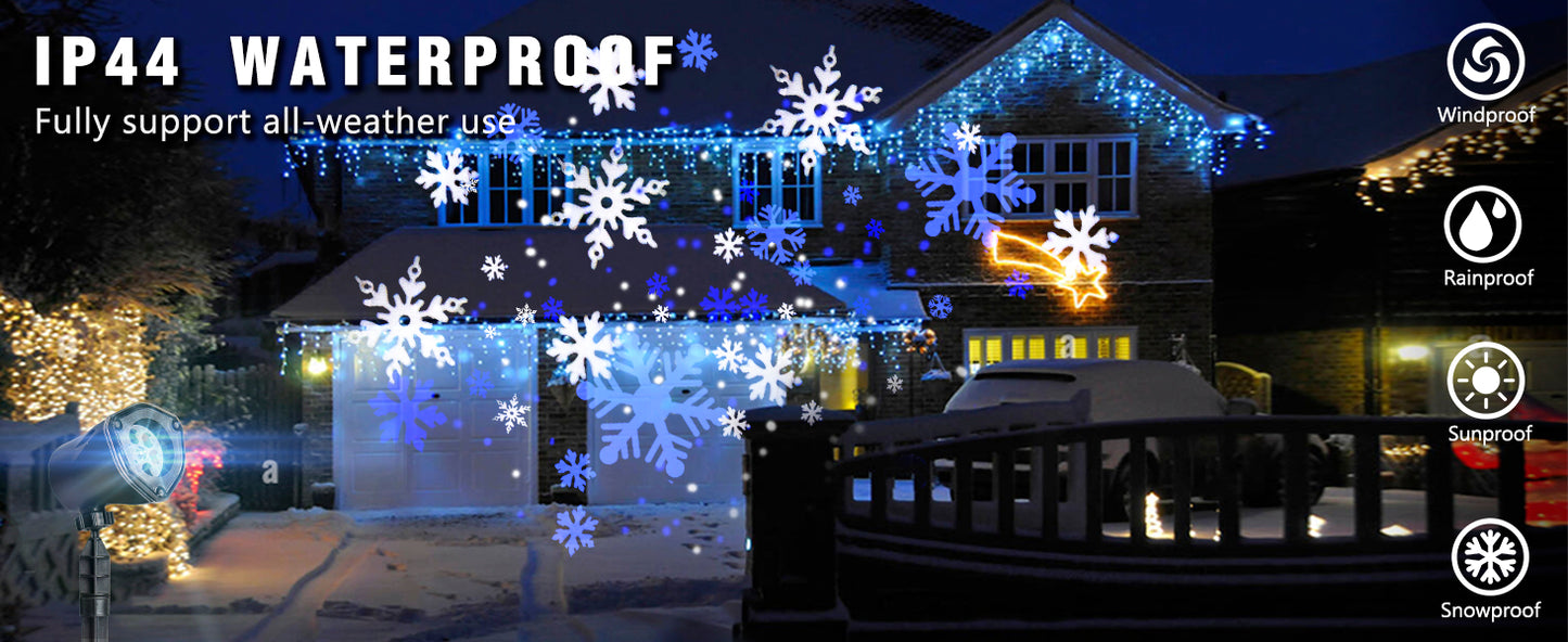 EAMBRITE Weihnachten Projektor, LED Weiß-Blau rotierender Schneeflocken - Projektorlichter