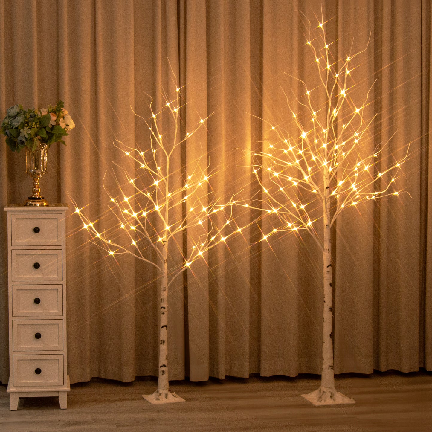 EAMBRITE 1,52 m (5 FT) 1,83 m (6 FT) Weißbirkenbaum - Set Weihnachtsbaumdekorationen