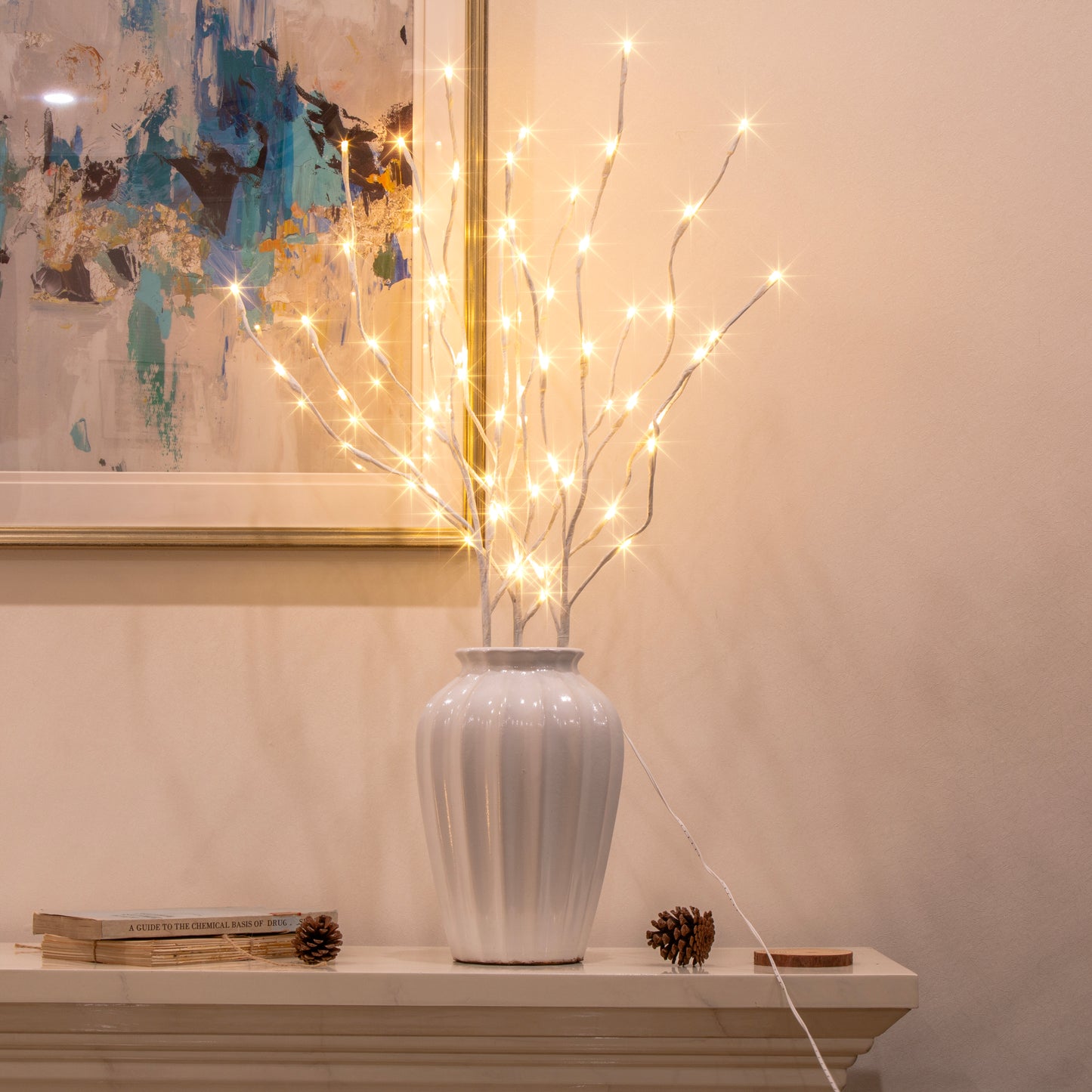  EAMBRITE Ramas Blancas Iluminadas, 30 Pulgadas, 60 LED