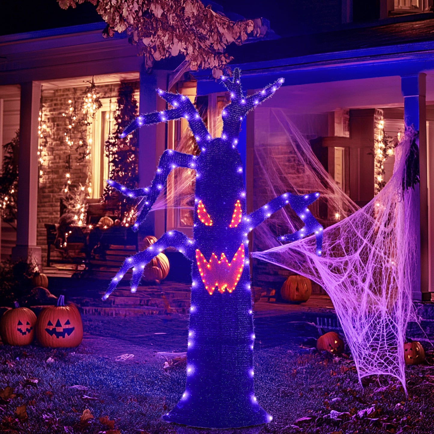 EAMBRITE Halloween Decorations Outdoor Dead Tree with Purple & Orange LED Lights