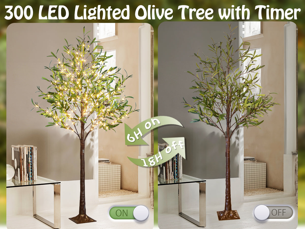 EAMBRITE Beleuchteter künstlicher Olivenbaum Indoor, 1,8 m Eukalyptusbaum mit Feenlichtern