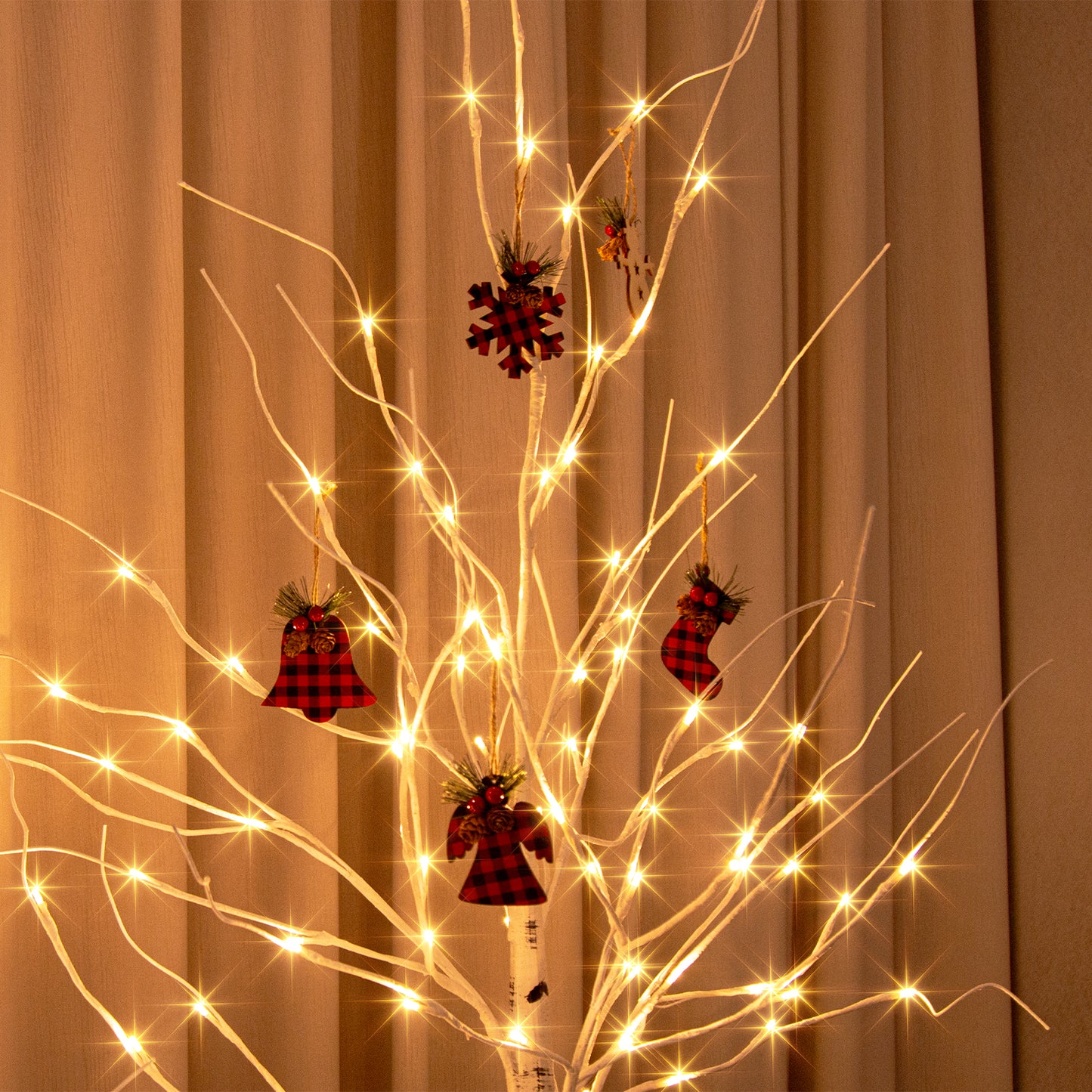 EAMBRITE 1,52 m (5 FT) 1,83 m (6 FT) Weißbirkenbaum - Set Weihnachtsbaumdekorationen