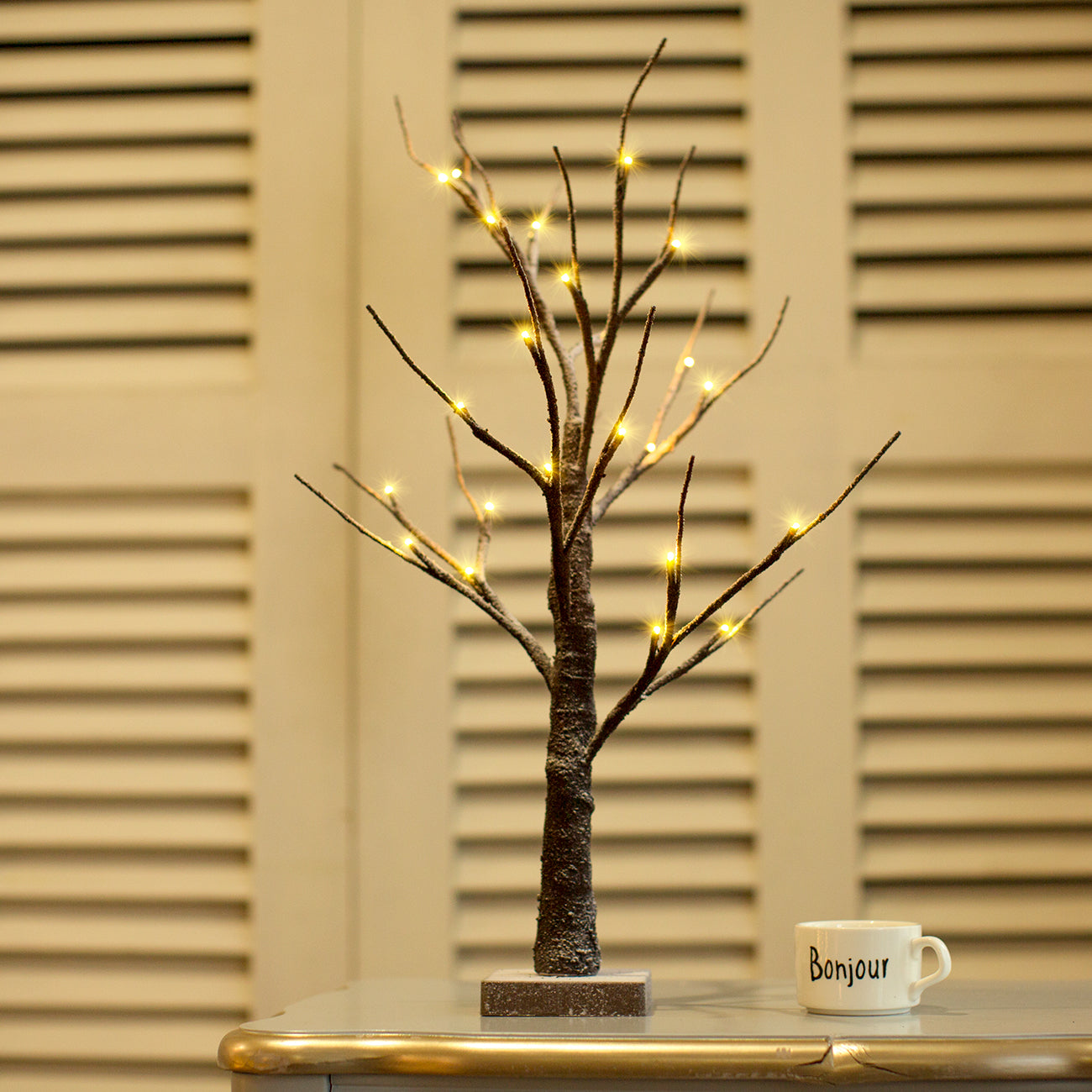 EAMBRITE drzewo bonsajowe ośnieżone o wysokości 24 cali, napędzane bateriami