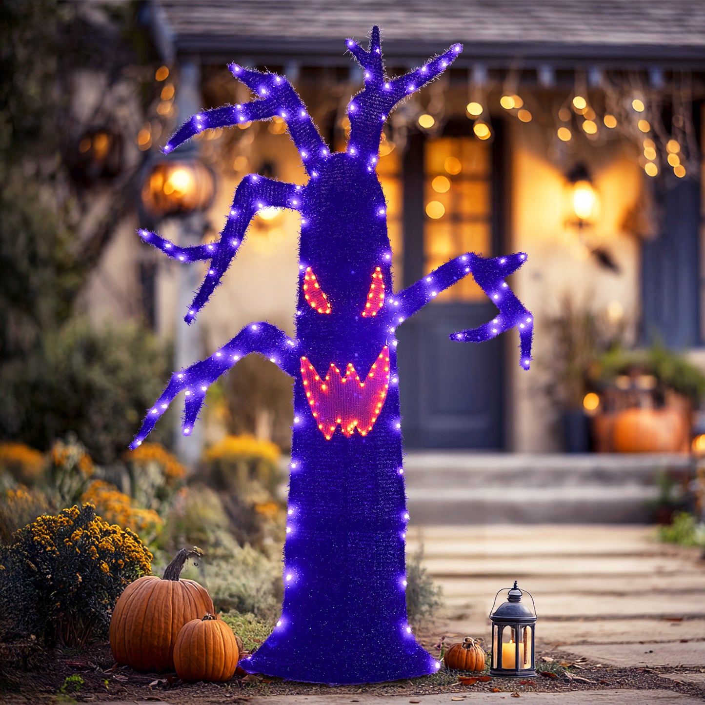 EAMBRITE Halloween Decorations Outdoor Dead Tree with Purple & Orange LED Lights