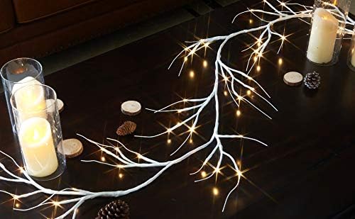  EAMBRITE Guirnaldas Blancas con Luces, Guirnaldas de Ramitas Iluminadas con 48 LED de 6 Pies, con Enchufe