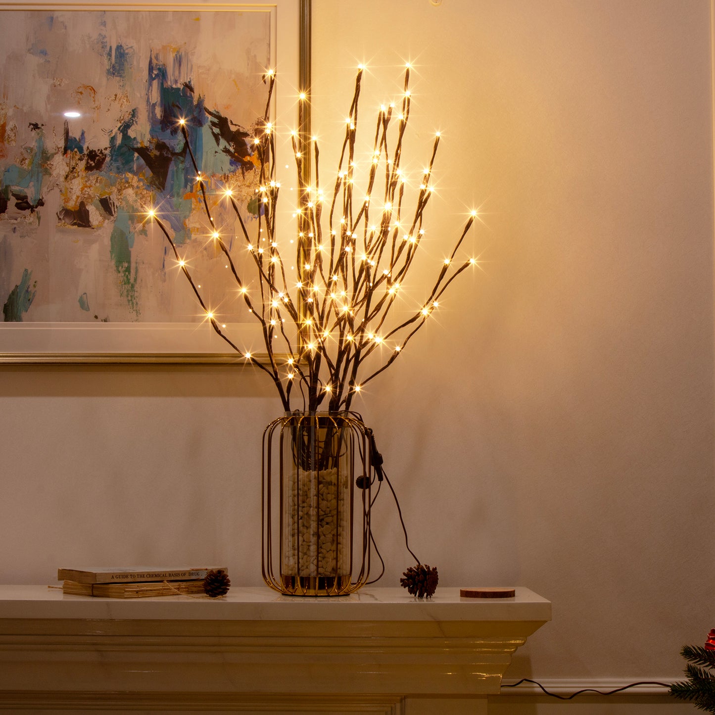 EAMBRITE 6PK Lighted Branches Brown Twig Stake