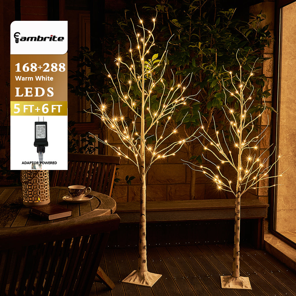 EAMBRITE 1,52 m (5 FT) 1,83 m (6 FT) Weißbirkenbaum - Set Weihnachtsbaumdekorationen