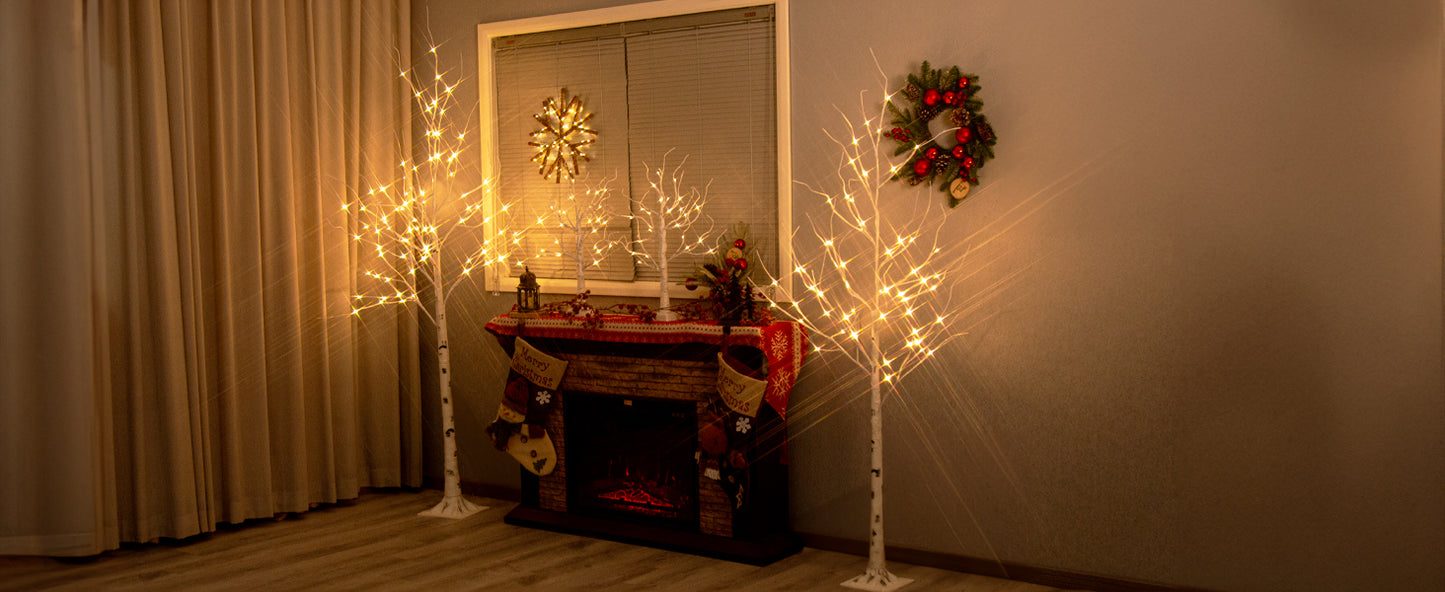 EAMBRITE 1,52 m (5 FT) 1,83 m (6 FT) Weißbirkenbaum - Set Weihnachtsbaumdekorationen