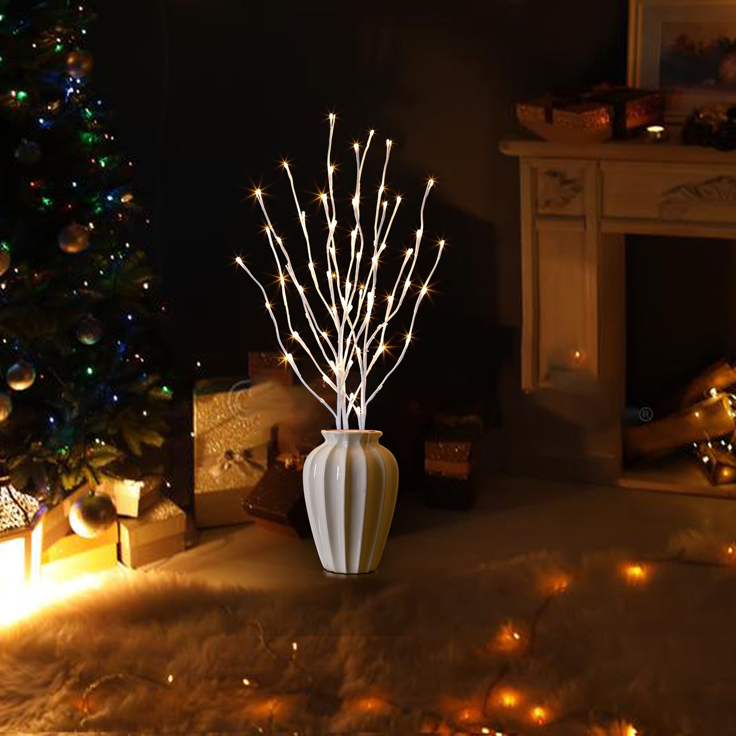  EAMBRITE Ramas Blancas Iluminadas, 30 Pulgadas, 60 LED