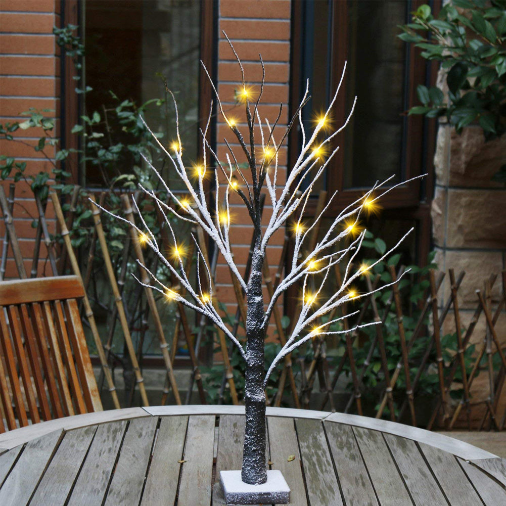 EAMBRITE drzewo bonsajowe ośnieżone o wysokości 24 cali, napędzane bateriami